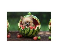Puzzle en bois 1000 pièces WZYWHJ le chiot dans la pastèque imprimé pour adultes et enfants, parfait pour s'amuser en famille, soulager le stress