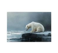 Puzzle en bois 1000 pièces WZYWHJ Pauvre ours polaire regardant la glace pour adultes et enfants, parfait pour s'amuser en famille, soulager le stress