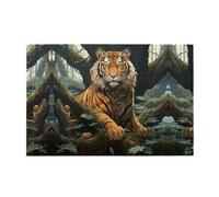 Puzzle en bois 1000 pièces WZYWHJ Tigre derrière l'arbre imprimé pour adultes et enfants, parfait pour s'amuser en famille, soulager le stress