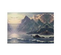 Puzzle en bois 1000 pièces WZYWHJ Vast Mountains and Seas Imprimé pour adultes et enfants, parfait pour s'amuser en famille, soulager le stress
