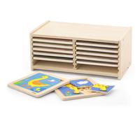 Puzzle en bois 12 planches de 4 puzzles dans un support Viga Toys