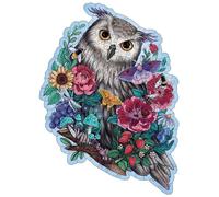 Puzzle en bois Hibou floral 150 pièces robustes et naturelles dont 15 figurines en bois (whimsies), des 10 ans, 17511, Ravensburger