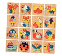 Puzzle en Bois 16 Pièces Formes Animaux, Jeu Éducatif pour Tout-Petits 1-3 Ans, Développe Motricité Fine et Reconnaissance des Formes