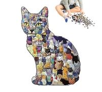 Puzzle en Bois,183 Pièces en Forme D Animal - Casse Tête en Bois en Forme De Chat | pour Anniversaire Temps Libre Fête Maison Bureau École Noël