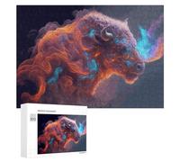 Puzzle en Bois 300 pièces pour Adultes, Colorful Bull in Abstract Art