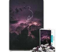 Puzzle en Bois 300 pièces pour Adultes, Dramatic Lightning Storm at Night | Un loisir d'intérieur concentré: un montage clair zone par zone le w nd.
