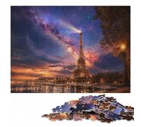 Puzzle en Bois 300 pièces pour Adultes, Eiffel Tower Under The Milky Way | Activité autour de la table avec activité sans écran à la maison en intérieur.