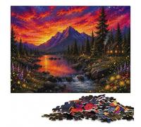 Puzzle en Bois 300 pièces pour Adultes, Enchanted Forest River at Sunset | À offrir : Puzzle pour passionné - activité sans écran avec activité à partager en famille.