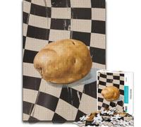 Puzzle en Bois 300 pièces pour Adultes, Potato on Checkerboard Kitchen | Activité puzzle pour commencer l'année : activité à partager en famille.