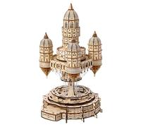 Puzzle en bois 3D Château dans le ciel sans colle - Pour adultes - Kit de construction en bois avec lumières LED - Puzzle éducatif créatif et cérébral - Décoration de la maison - Cadeau d'anniversaire