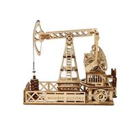 Puzzle en bois 3D, kit de construction en bois 3D pour une tour de forage d'huile à assembler avec transmission mécanique, décoration de table créative comme cadeau pour adultes (186 pièces)