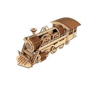 Puzzle en bois 3D - Modèle de bricolage mécanique en bois - Kit de train à vapeur nostalgique avec engrenages, jouet éducatif et cadeau pour les fans de modélisme - 227 pièces