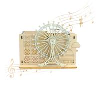 Puzzle en bois 3D pour adulte, boîte à musique en bois avec porte-stylo - Grande roue autobiographique - Découpe laser pour adulte - Kit de construction en bois magique - Cadeau de Noël et