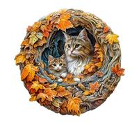 Puzzle en bois 3D pour adultes - Chat mère - 185 pièces - Boîte cadeau, décoration murale et cadeau pour amis et famille (14 ans et plus)