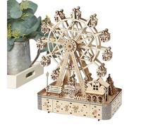 Puzzle en bois 3D pour adultes - Modèle grande roue - Jeu de patience - Kit de construction en bois de 183 pièces avec éclairage LED et musique - Pour la relaxation - Décoration de chambre pour femmes