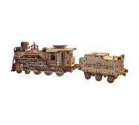 Puzzle en Bois 3D, Steam Train 3D Wooden Puzzle with Linked Motion, Retro Locomotive Kit, Men Gift (320+PCS)