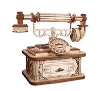 Puzzle en bois 3D téléphone rétro pour adultes - Modèle de bricolage en bois - Cadeau de décoration vintage interactif