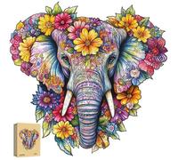 Puzzle en bois 3D - ZJFFDKC - Éléphant 265 pièces - 35 5x34 8 cm - ép. 5 mm - coffret cadeau