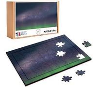 Puzzle en bois 48 Pièces Fabulous - Aurore Boréale Verte devant la Voie (28 x 20 cm) G