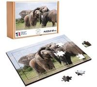 Puzzle en bois 48 Pièces Fabulous - Caresses d'Éléphants D'Afrique (28 x 20 cm) G