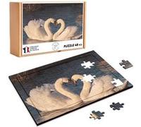 Puzzle en bois 48 Pièces Fabulous - Cygnes Amoureux Coeur Parade Nuptiale (28 x 20 cm) G