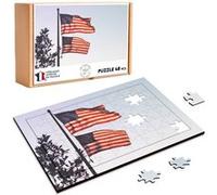 Puzzle en bois 48 Pièces Fabulous - Drapeaux USA Flottant dans le Vent (28 x 20 cm) G