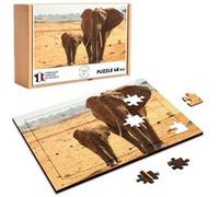 Puzzle en bois 48 Pièces Fabulous - Elephant et son Petit Marche dans la (28 x 20 cm) G