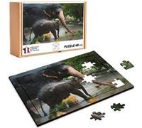 Puzzle en bois 48 Pièces Fabulous - Elephante d'Asie et son Petit a (28 x 20 cm) G