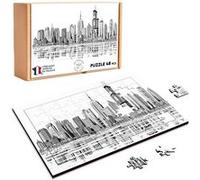 Puzzle en bois 48 Pièces Fabulous - Etats Unis Grattes Ciel Skyline (28 x 20 cm) G