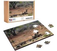 Puzzle en bois 48 Pièces Fabulous - Famille D'Éléphant d'Afrique (28 x 20 cm) G