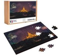 Puzzle en bois 48 Pièces Fabulous - Feu D'Artifice devant le Temple de (28 x 20 cm) G