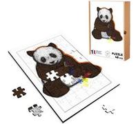 Puzzle en bois 48 Pièces Fabulous - Maître Panda le Peintre à Lunettes (28 x 20 cm) G