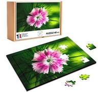 Puzzle en bois 48 Pièces Fabulous - Oeillet Rose Dianthus (28 x 20 cm) Rose G