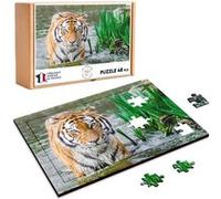 Puzzle en bois 48 Pièces Fabulous - Photo Baignade du Tigre (28 x 20 cm) G