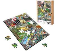 Puzzle en bois 48 Pièces Fabulous - Pixel Art Ville Retro Gaming (28 x 20 cm) G