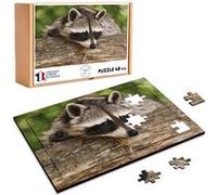 Puzzle en bois 48 Pièces Fabulous - Raton Laveur Buche (28 x 20 cm) G