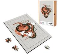 Puzzle en bois 48 Pièces Fabulous - Serpent Rouge Minimaliste (28 x 20 cm) Rouge G