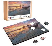 Puzzle en bois 48 Pièces Fabulous - Soleil Couchant sur une Plage à Marée (28 x 20 cm) G