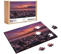 Puzzle en bois 48 Pièces Fabulous - Soleil Couchant sur une Plage de Galets (28 x 20 cm) G