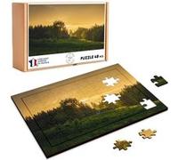 Puzzle en bois 48 Pièces Fabulous - Soleil Levant sur Prairies et Forêts (28 x 20 cm) G