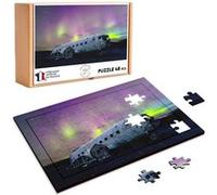 Puzzle en bois 48 Pièces Fabulous - Solheimasandur Avion Ecrase Aurore (28 x 20 cm)