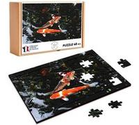 Puzzle en bois 48 Pièces Fabulous - Trois Carpes Koi dans les Eaux Noires (28 x 20 cm) G