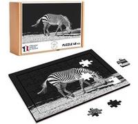 Puzzle en bois 48 Pièces Fabulous - Zèbre Photo Noir et Blanc (28 x 20 cm) G