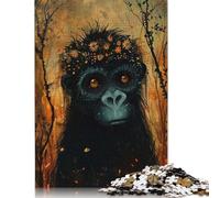 Puzzle en Bois 500 pièces « Bébé Gorille Couronne de Fleurs » pour Adultes, Puzzles de Forme Unique, pour Toute la Famille (52 x 38 cm).
