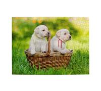 Puzzle en Bois 500 pièces « Deux Chiens dans Un Panier » pour Adultes et Personnes âgées