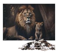 Puzzle en Bois 500 pièces « Famille Lion » pour Adultes, Jeu éducatif, défi, 500 pièces (52 x 38 cm)