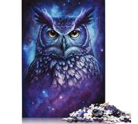 Puzzle en Bois 500 pièces Hibou Galaxie Puzzles en Bois Jouets éducatifs pour garçons et Filles Cadeaux de Noël et d'anniversaire 500 pièces (52x38cm)