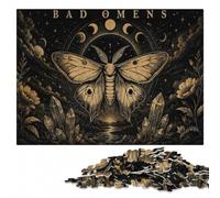 Puzzle en Bois 500 pièces pour Adultes, Bad Omens Moth and Moon Phases | À offrir : Puzzle pour passionné: moment puzzle seul ou à plusieurs à son propre rythme.