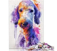 Puzzle en Bois 500 pièces pour Adultes Bedlington Terrier Puzzle carré pour Enfants Jeux en Famille Cadeaux de Noël 500 pièces (52 x 38 cm)