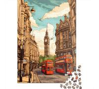 Puzzle en Bois 500 pièces pour Adultes Bienvenue à Londres II Puzzle carré pour Enfants Jeux en Famille Cadeaux de Noël 500 pièces (52 x 38 cm)